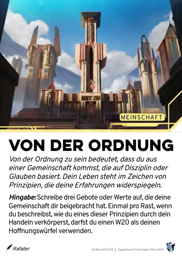 Karte Von der Ordnung