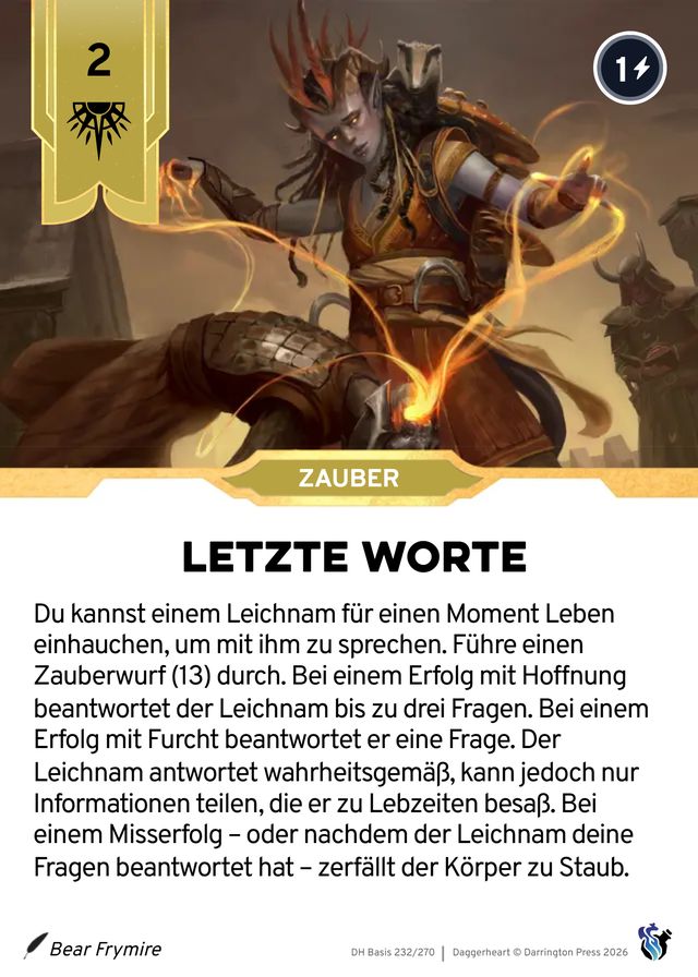 Karte Letzte Worte